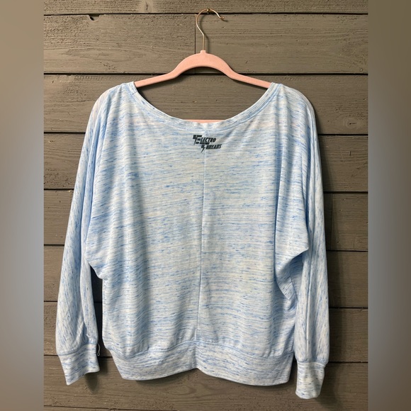 Electro Threads Blue Burn Ying Yang Watercolor Wide Sleeve Top Large - Picture 5 of 11